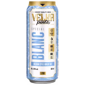 Пивной напиток Velka Pinta Blanc светлое 0,568 л ж/б Пивной напиток Velka Pinta Blanc светлое 0,568 л ж/б