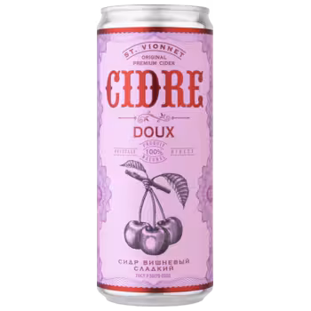 Сидр St. Vionnet Cherry Doux вишневый сладкий 0,33 л ж/б Сидр St. Vionnet Cherry Doux вишневый сладкий 0,33 л ж/б