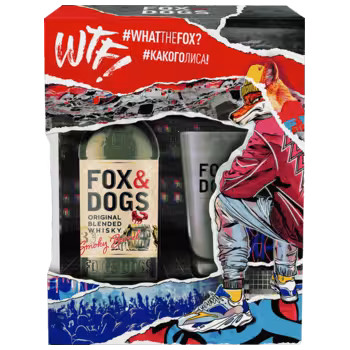Виски Fox & Dogs Smoky Barrel 0,7 л в подарочной упаковке + бокал Виски Fox & Dogs Smoky Barrel 0,7 л в подарочной упаковке + бокал